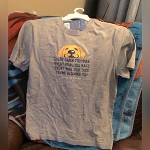 NWT Life is Good Crusher Tee Dog Every snack you make  Men's sz s tshirt